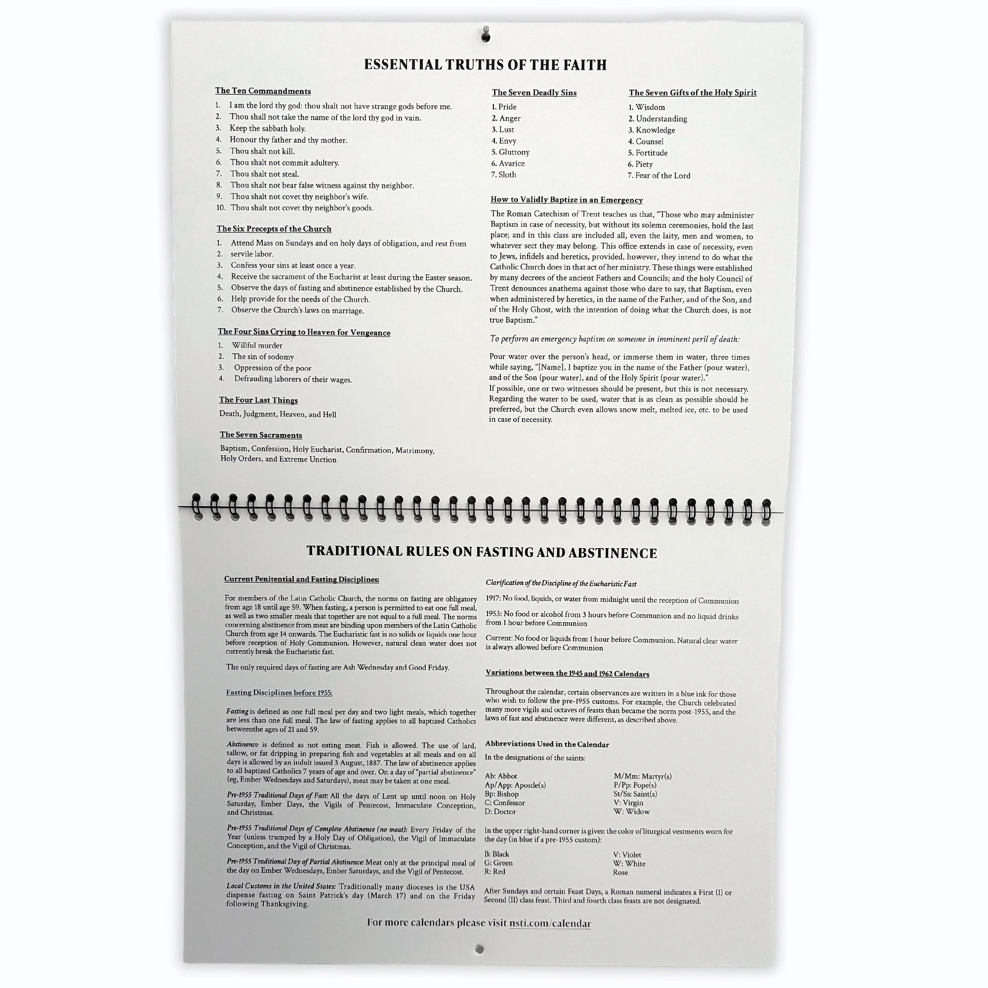 2026 Traditional Catholic Wall Calendar | pre-1955 & 1962 Feasts (Marian Version)
