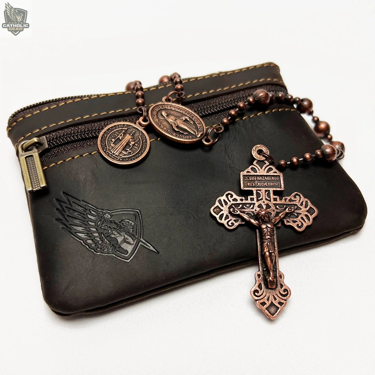 Rugged Leather Rosary Pouch